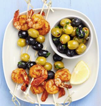 Brochette de crevettes aux olives